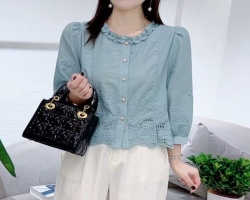 純棉七分袖襯衫